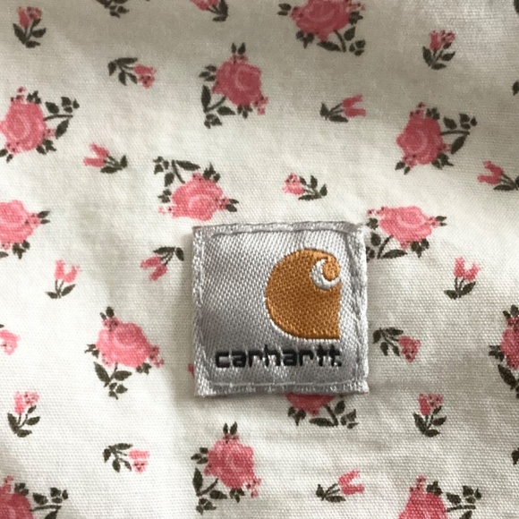 Carhartt Women’s Floral Snap Button Western Shirt Ivory Pink XL - Picture 10 of 10